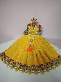 INFINITE GREEN Yellow Durga Dress ( Velvet ) - 1 Beautiful  Yellow  Dress