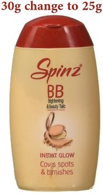 Spinz BB Talc, instant glow cover spots  blemishes 30g (Pack Of 4)