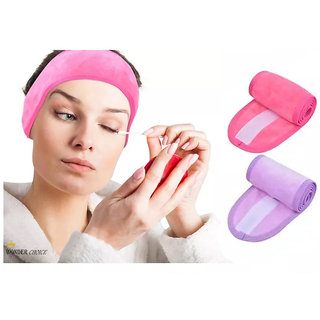 Buy WONDER CHOICE Soft Towel Cloth Adjustable Spa Hair Band Headband Facial  Makeup Head Band - Pack of 2 (Random Color) Online - Get 47% Off
