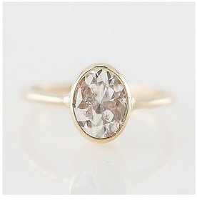 Gold Plated White Sapphire Stone Ring 5 carat by Ratan Bazaar