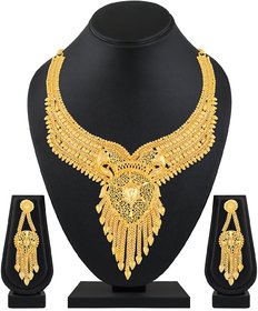 ASMITTA JEWELLERY One Gram Gold Plated Gold Choker Necklace Brass & Copper Set For Women