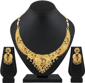 Asmitta Designer One Gram Gold Plated choker Necklace set for women