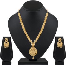 Asmitta Indian Traditional One Gram gold -plated Long Necklace set for Women and Girls