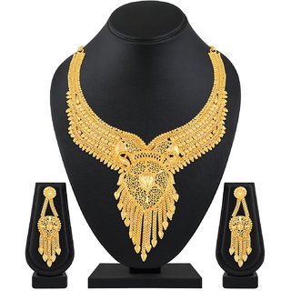 ASMITTA JEWELLERY One Gram Gold Plated Gold Choker Necklace Brass & Copper Set For Women