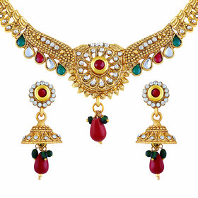 Asmitta Gorgeous Gold Plated Choker Style Necklace Set For Women