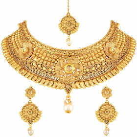 Asmitta Jewellery Gold Plated Gold Zinc Necklace set for women