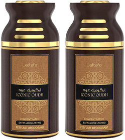 Lattafa Iconic Oudh Perfumed Body Spray, 250ml Pack 0f 2