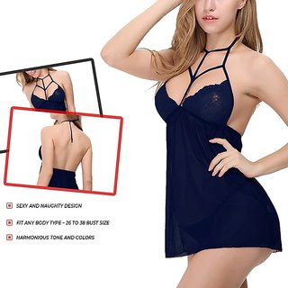 Exotic Naughty Night Dress Black for Women FREE SIZE (Be Sensual in your Bed)