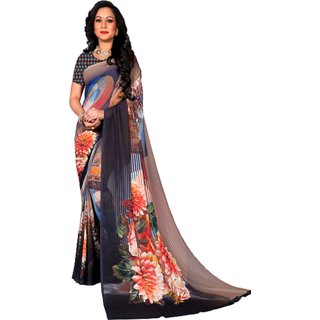                       Lady Club Women's Digital Printed Saree With Running Blouse Gf-04 (Multicolor)                                              