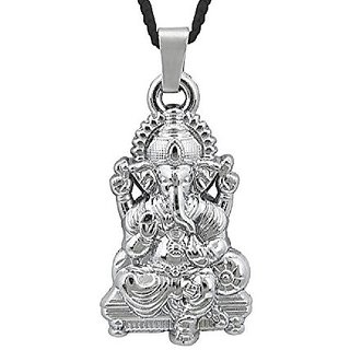                       JAIPUR GEMSTONE - Shining Jewel Ganesha Silver Unisex Pendant                                              