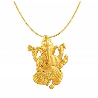                       JAIPUR GEMSTONE - Jewel Ganesha Gold Plated Unisex Pendant                                              