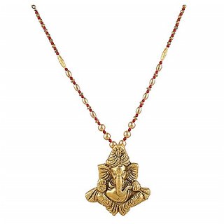                       JAIPUR GEMSTONE - Shining Jewel Ganesha Gold Plated Unisex Pendant                                              