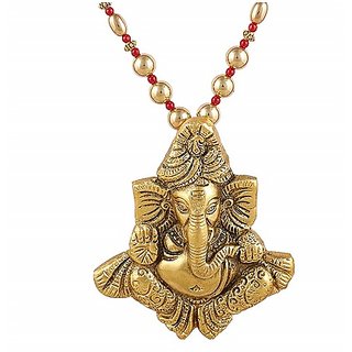                       JAIPUR GEMSTONE -Gold Plated Ganesh Ji Pendant  Certified Purity Ganpati pendant (Without Chain) unisex                                              