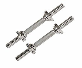 HASHTAG FITNESS Chrome Metal Star-Nut dumbbell Bars 14 Inches