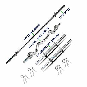 HASHTAG FITNESS 6FT rod,4ft curl rod with chrome steel dumbbell rod for weight lifting