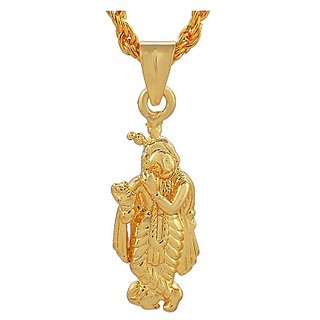                       JAIPUR GEMSTONE  - Shining Jewel krishna ji Gold Plated Unisex Pendant                                              