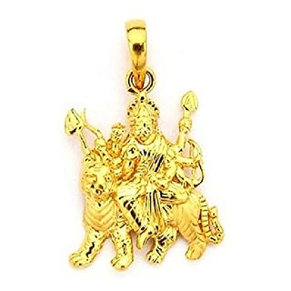                       Sherawali Mata gold plated Pendant without Chain Locket for unisex by Jaipur gemstone                                              