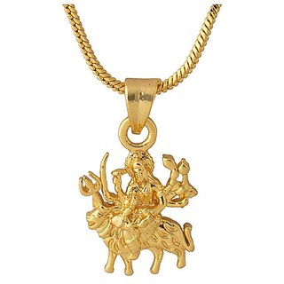                       Maa Durga Hindu God necklace Gold-plated pendant by Jaipur gemstone                                              