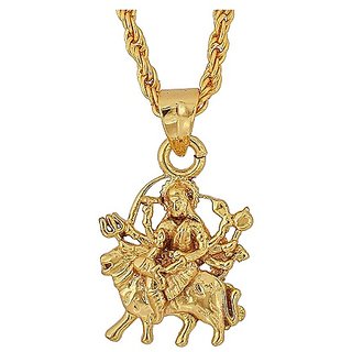                       Gold Plated Maa Durga Sherawali Pendant Without chain for unisex by Jaipur gemstone                                              