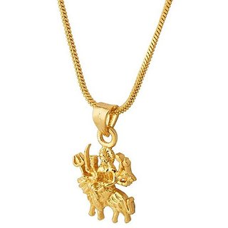                       Maa Durga Sherawali Gold-plated  Pendant by Jaipur gemstone                                              
