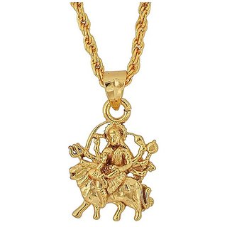                       Gold Plated(Copper) Maa Durga Pendant Without chain for unisex by Jaipur gemstone                                              