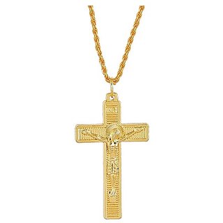                       Jaipur gemstone -Original  Gold Plated Jesus Cross Pendant Without Chain                                              