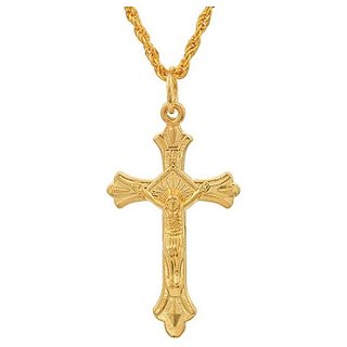                       Jaipur gemstone -Original  Gold Plated jesus cross Pendant Without Chain                                              