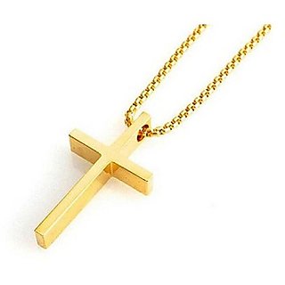                       Jaipur gemstone  - Criss Cross Jesus Pendant  for Men and Women  Gold Plated Pendant                                              