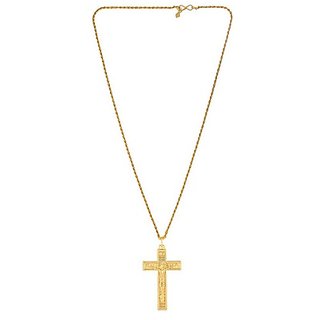                       Jaipur gemstone  -  Gold Plated Jesus Christ Cross Pendant for Unisex Religious                                              