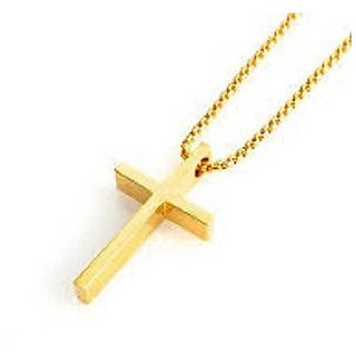                       Jaipur gemstone - Jesus cross pendant Without Chain Gold Plated pendant                                              