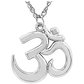                       Jaipur gemstone  - om pure Silver Unisex Pendant                                              