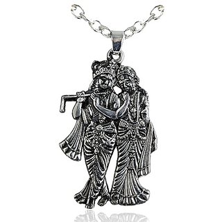                       JAIPUR GEMSTONE  - Shining Jewel Radha krishna  Silver Unisex Pendant                                              