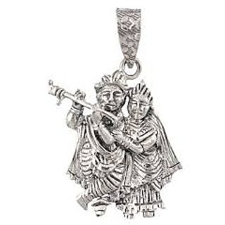                       JAIPUR GEMSTONE  - Sterling Silver  Lord/God Radha krishna pendant                                              