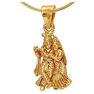                       JAIPUR GEMSTONE  - God Radha krishna Without Chain Pendant for unisex Pure Gold Plated Locket                                              