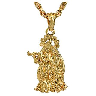                       JAIPUR GEMSTONE  - God Radha krishna  Pendant for Men  Women Pure Gold Plated Locket                                              