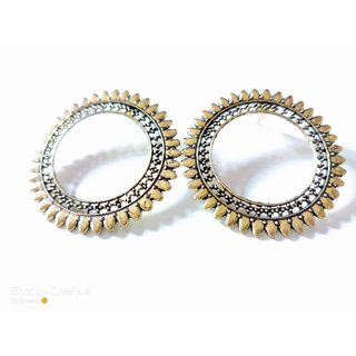                       Prizetaa German Silver Afghani Stud Earrings for Women                                              