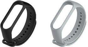 Microbirdss M4 Black and Grey For M3 And M4 Mi Band Strap Pack Of 2