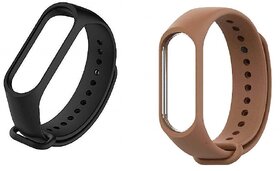 Microbirdss M4 Black and Brown For M3 And M4 Mi Band Strap Pack Of 2