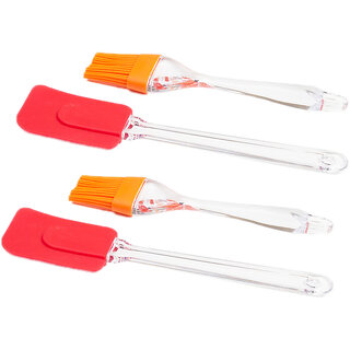 Eastern Club Spatula and Pastry Brush Set, Oil Brush for Cooking, Silicon Brush for Kitchen (Set of 4 ) (Assorted Color)