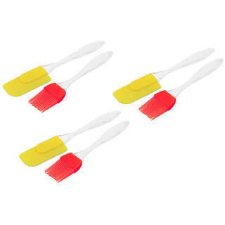 Silicone Spatula and Pastry Brush for Cake Mixer, Decorating, Cooking, Baking and Glazing (Set of 6)(Multicolour)