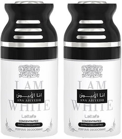 Lattafa Ana Abiyedh I am White Perfumed Body Spray, 250ml Pack 0f 2
