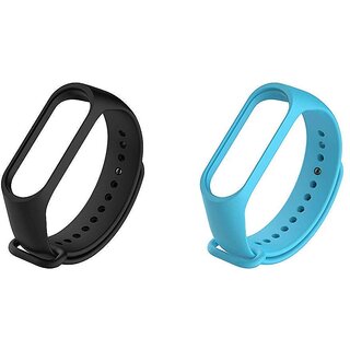 Microbirdss M4 Black And Sky Blue For m3 And M4 Mi Band Strap
