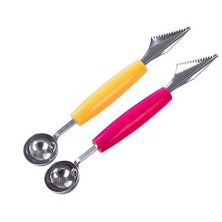                       H'ENT 2 In 1 Fruit Platter Carving Knife Fruit Digging Spoon Cream Ball Spoon set-2                                              