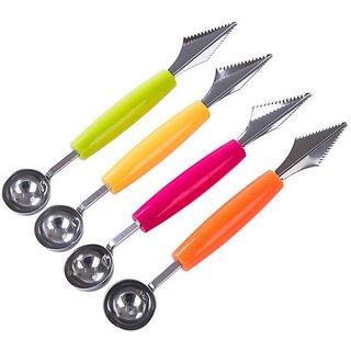                       Hent 2 In 1 Fruit Platter Carving Knife Fruit Digging Spoon Cream Ball Spoo                                              
