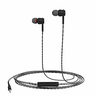 Portronics Conch Gama in-Ear Wired Earphone 1.2m Tangle Free Cable in-Line Mic Noise Isolation 3.5mm Aux Port and High Bass for All Android and iOS Devices (Black)