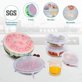 H'ENT 6 Pcs/Set Silicone Cover Fresh Keeping Stretch Lids Caps for Food Pot