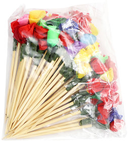 Hippity Hop Cocktail Sticks Party Frilled Toothpicks, Multicolor Rose