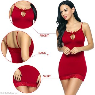 Karwachauth Special Red Exotic Naughty Night Dress for Ladies (Premium Net Design)