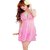 Quinize Naughty Night Dress Pink Exotic for Girlfriend FREE SIZE (Seductive Dress in Net)
