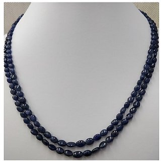                       Ceylonmine - Designer Blue Sapphire Stone Beads Single Line Mala for Women & Men                                              